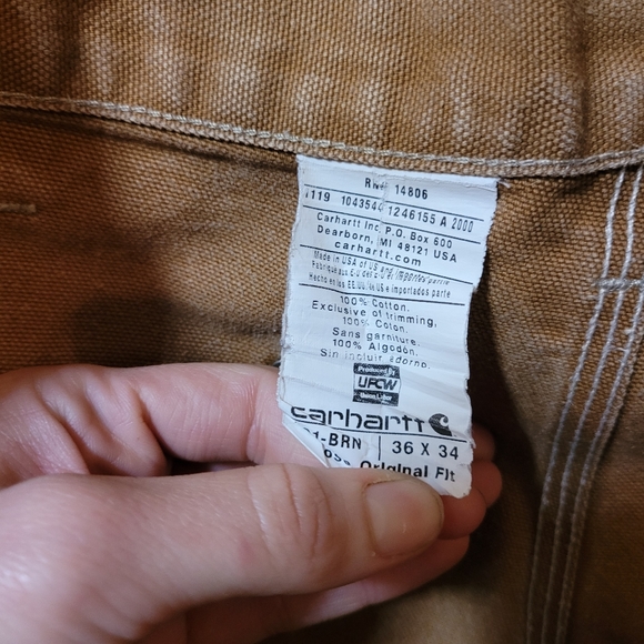 Carhartt mens tan reinforced work pants loose original fit 36x34 - Picture 5 of 8